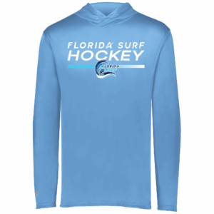 Florida Surf lightweight performance hoodie, new hockey logo, Columbia blue